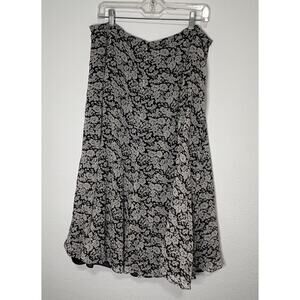 Lauren‎ Ralph Lauren Skirt Women's Blue Flower 14W 100% Silk Lined BOHO Peasant
